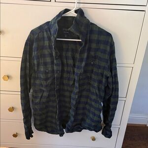 JCREW Men's Blue and Green Plaid Flannel